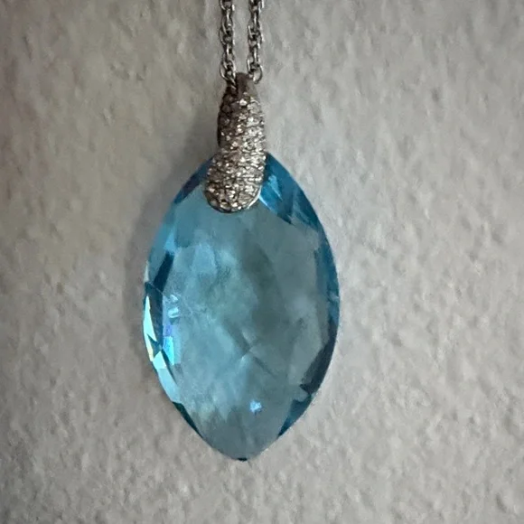 Swarovski Eternal Love Aquamarine Blue Crystal Necklace 2012 SCS Membership - Picture 3 of 8